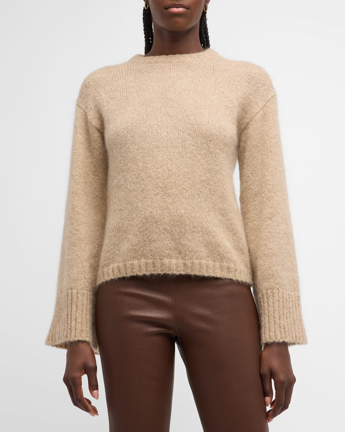 By Malene Birger Cierra Wool-blend Crew Neck Sweater In Beige In Twill Beige