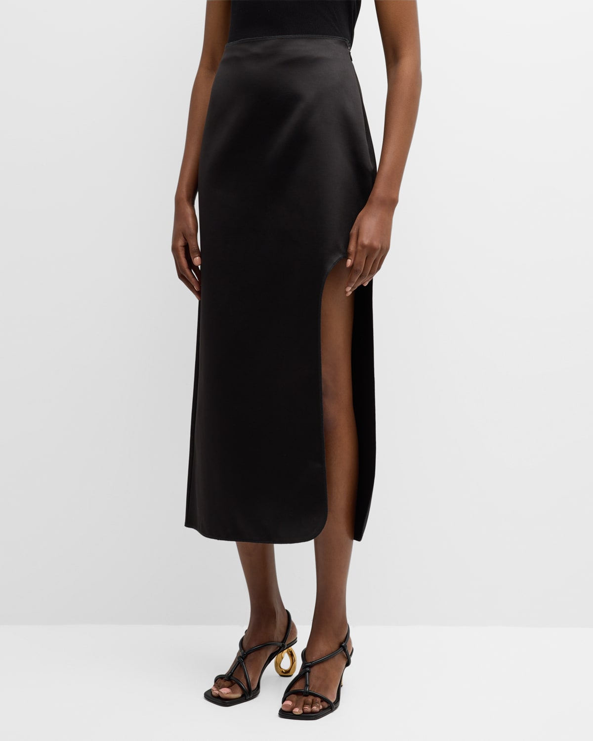 By Malene Birger Wick Slit-detailed Midi Skirt In Black