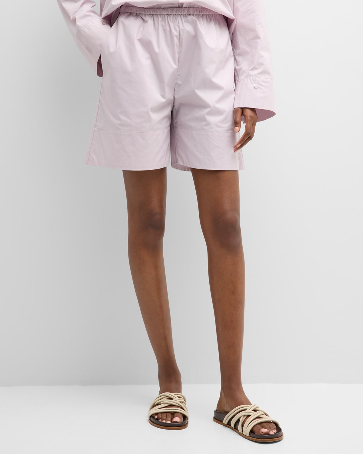 Shop By Malene Birger Siona Cotton Shorts In Pastel Violet
