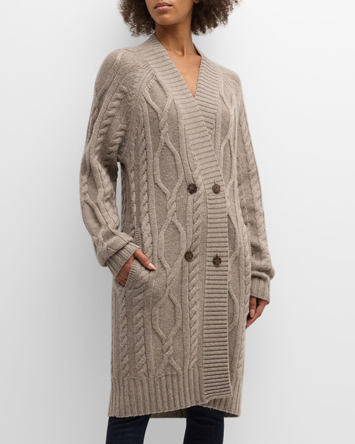 Naadam Cable-knit Wool-cashmere Coat In Timber