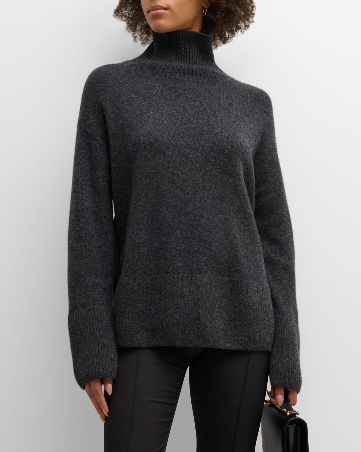 Naadam Cashmere Side-button Turtleneck Sweater In Smoke