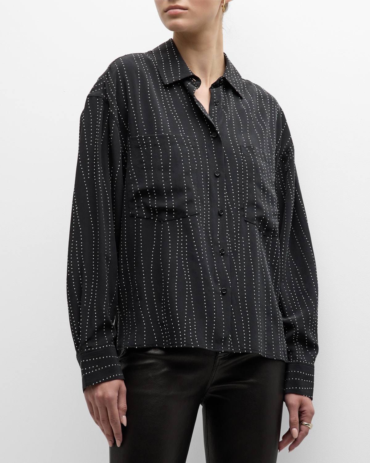 Shop Iro Zef Embellished Silk Button-front Shirt In Black