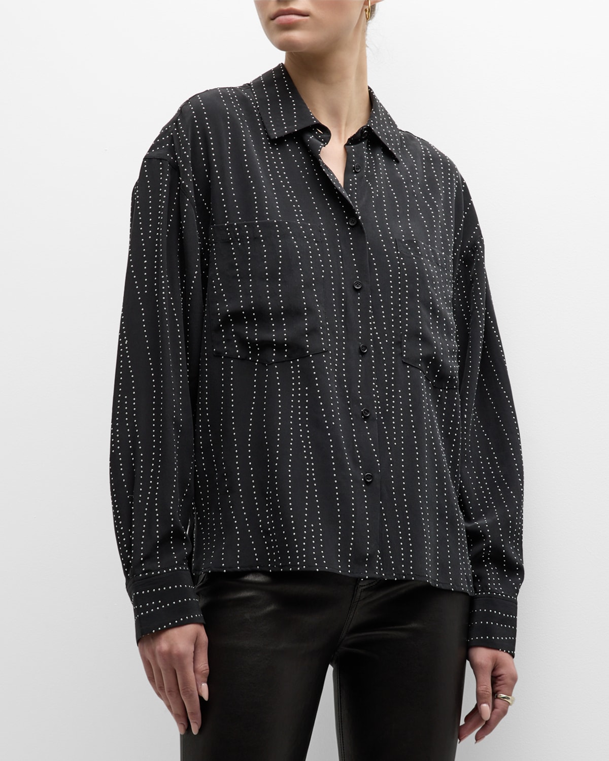 Iro Studded Shirt All-over Pattern In Black