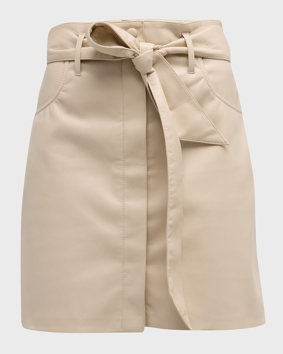 Shop Nanushka Meda Belted Alt-leather Mini Skirt In Creme