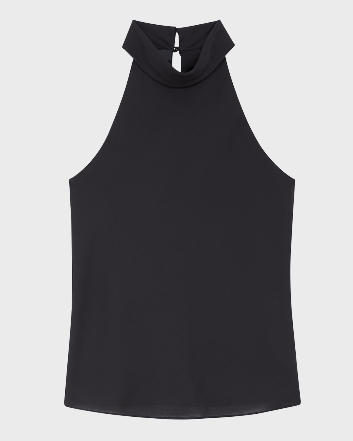 Theory Rolled-neck Halter Georgette Shell Top In Blk