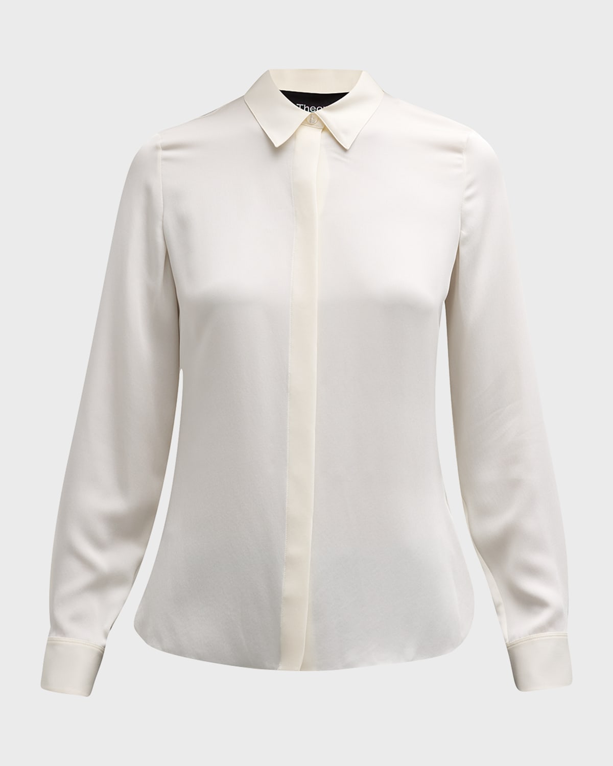 Theory Buttoned-up Long-sleeve Shirt In Ivory