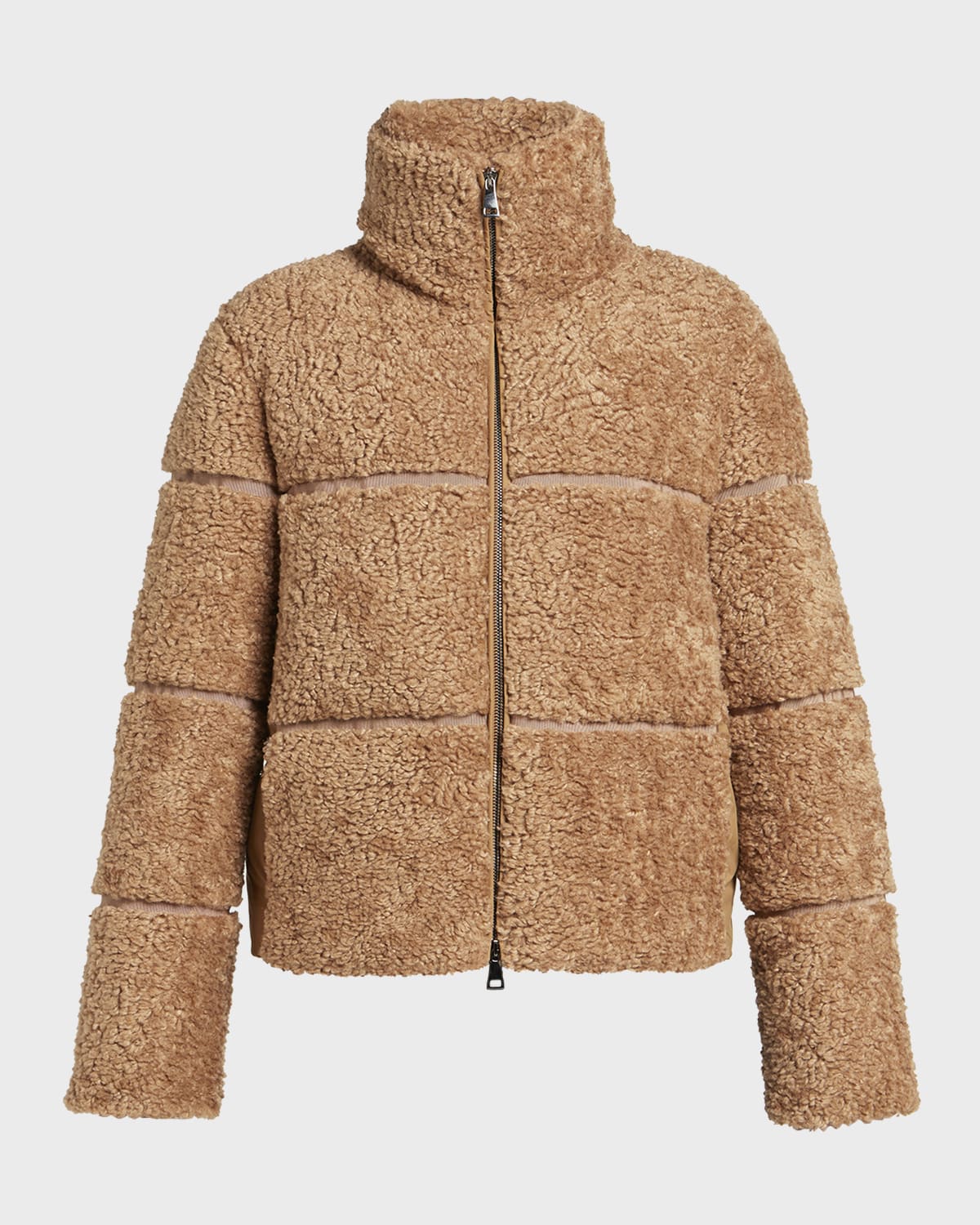 Moncler Segura Teddy Shearling Puffer Jacket In Brown