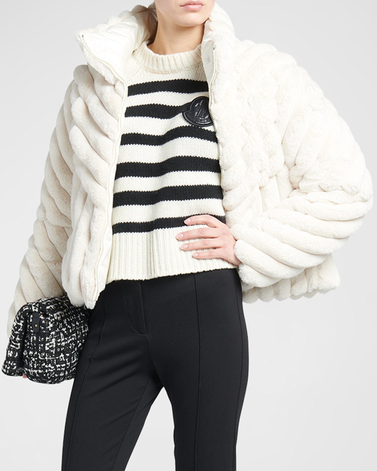 MONCLER PEDRIX QUILTED FUZZY PUFFER JACKET