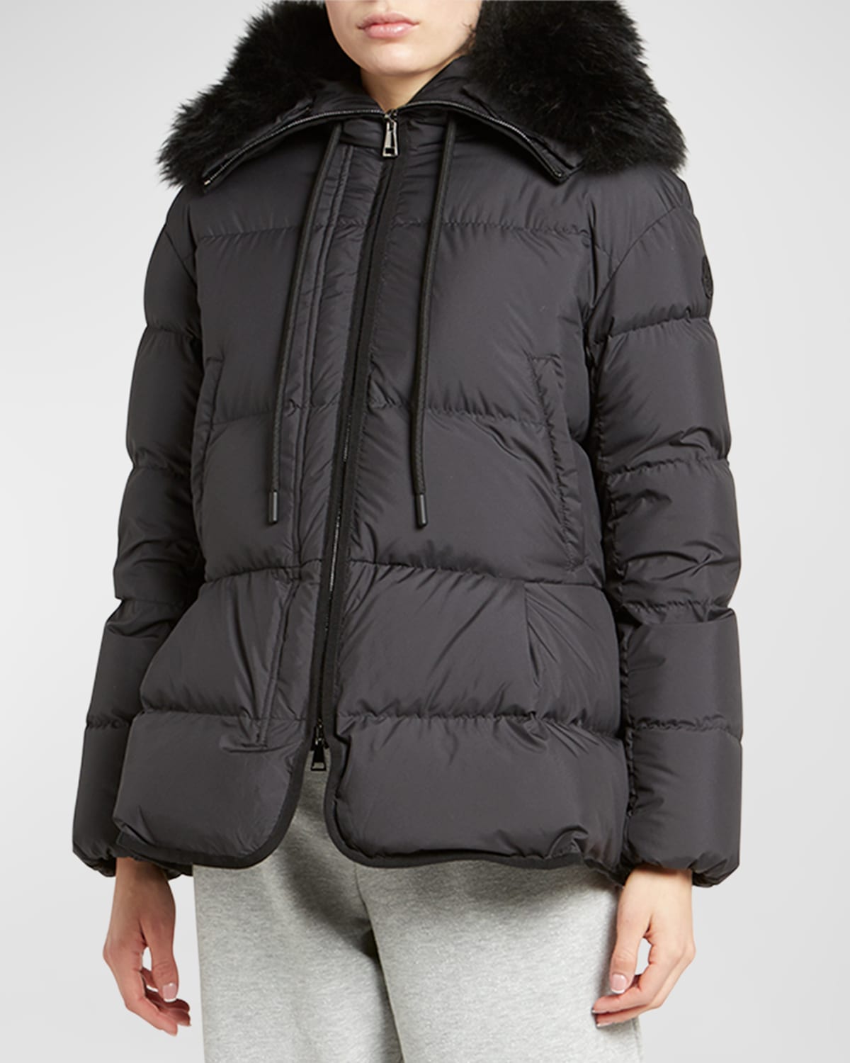 Shop Moncler Locustelle Short Parka With Removable Cashmere Trim In Black