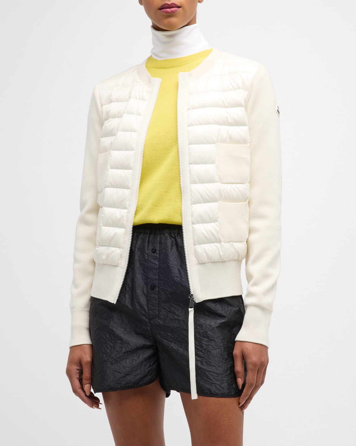 Moncler Tricot Wool-blend Cardigan In White