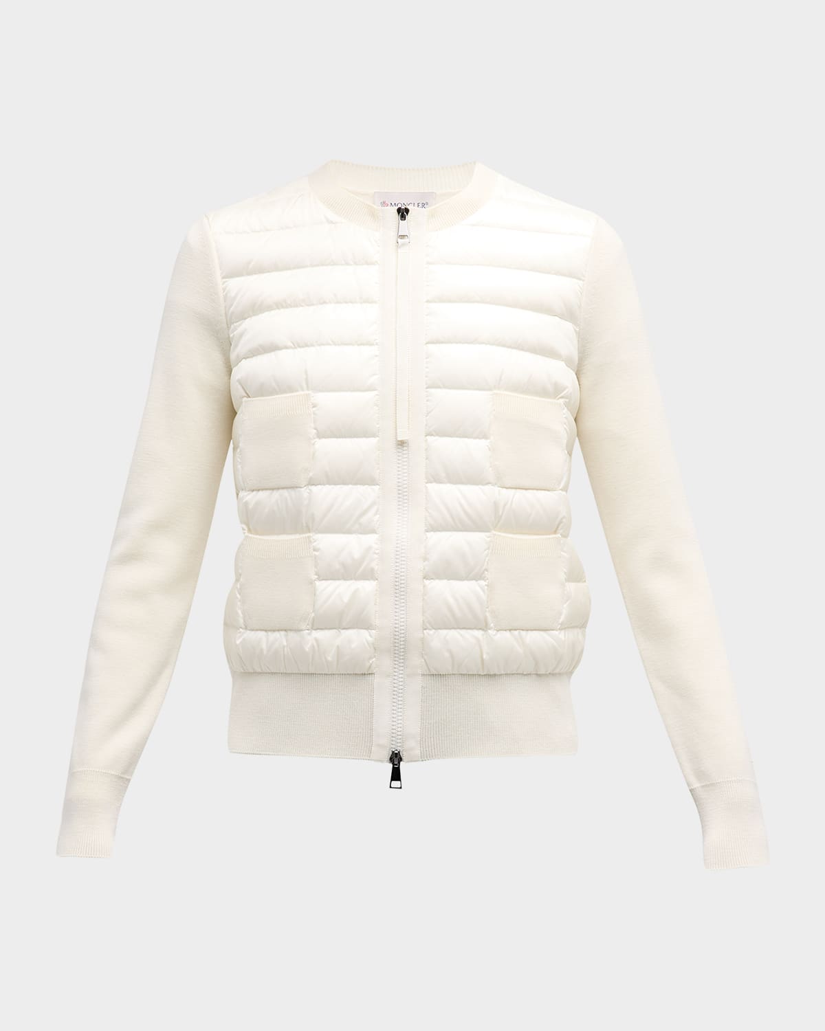 Moncler Tricot羊毛混纺开衫 In White