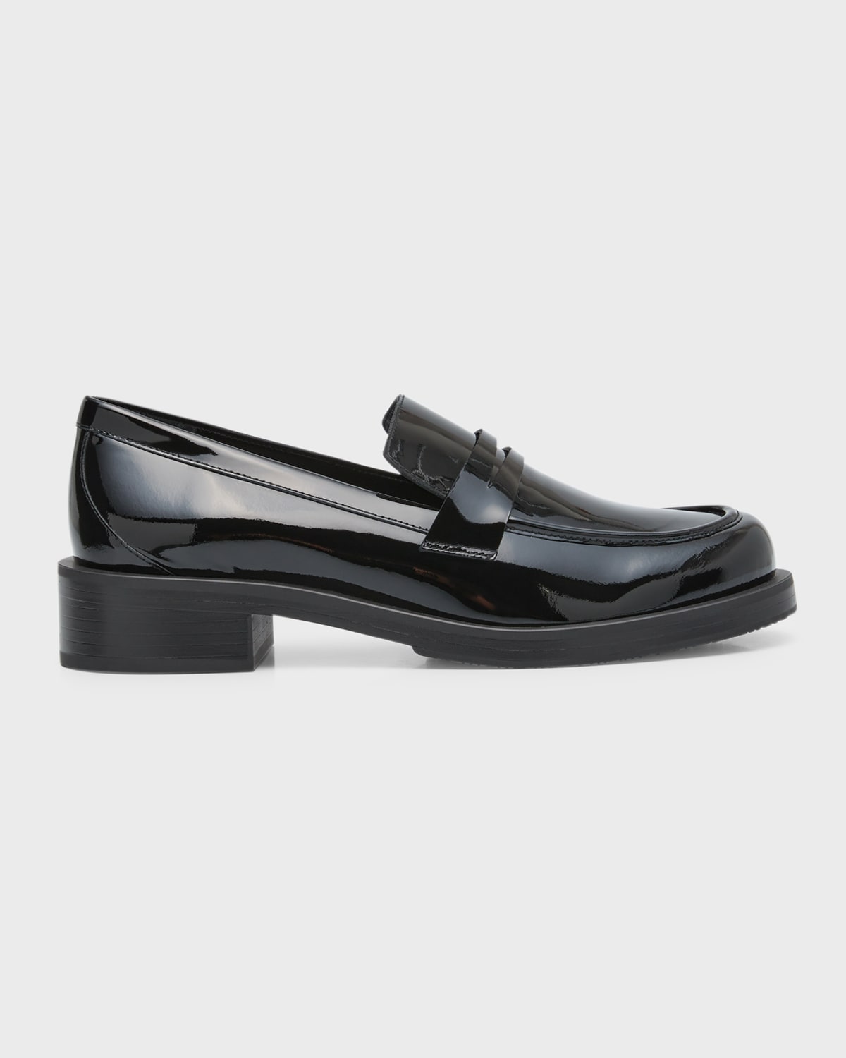 Shop Stuart Weitzman Palmer Patent Penny Loafers In Black