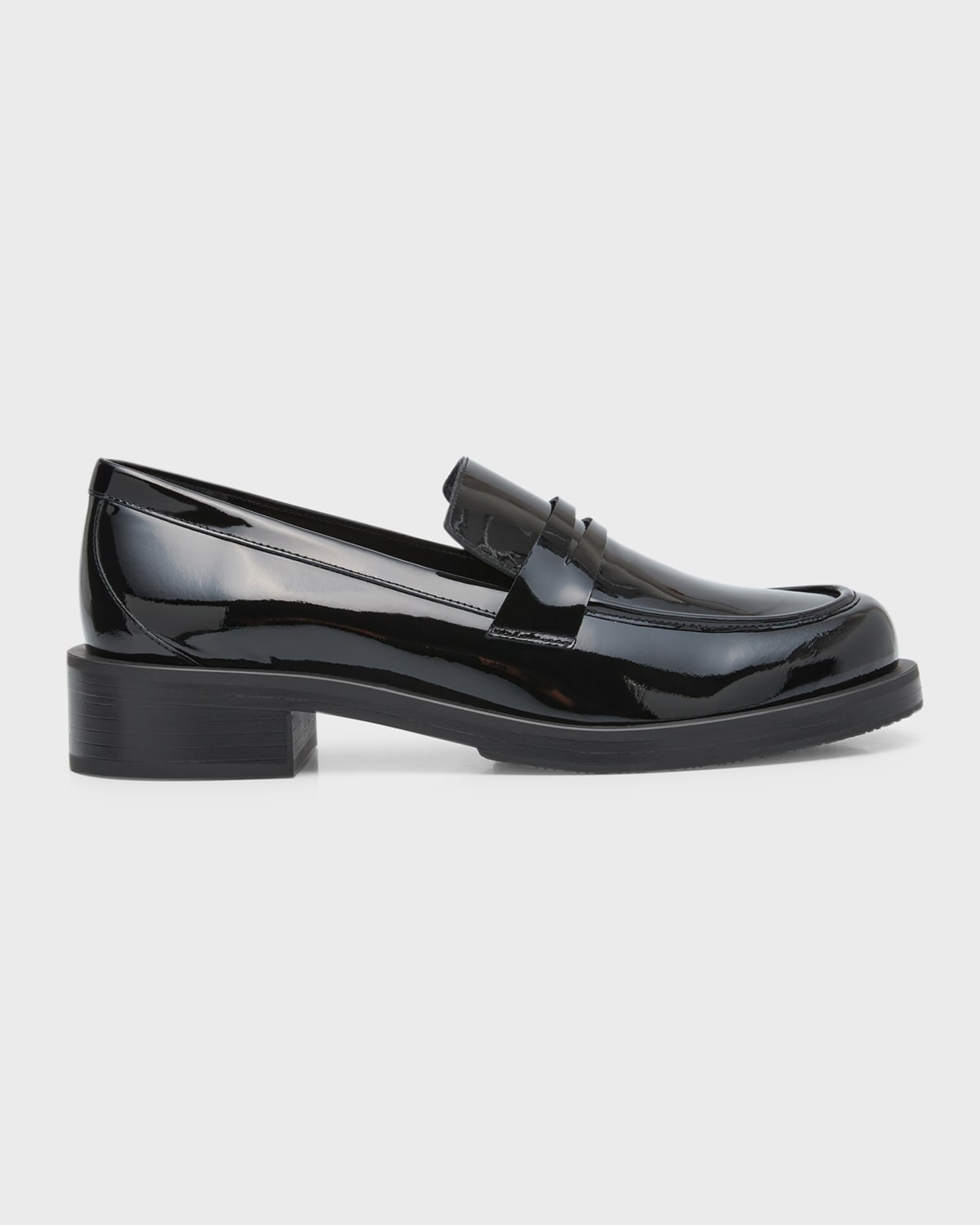 Stuart Weitzman Palmer Patent Penny Loafers In Black