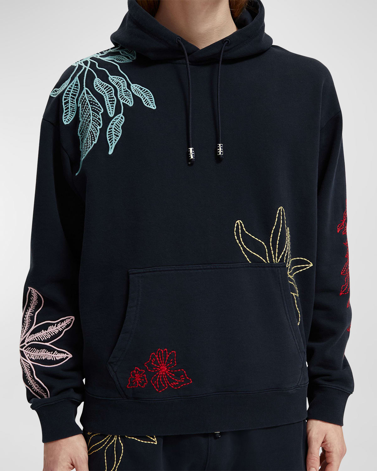 Scotch & Soda Slim Fit Embroidered Pullover Hoodie In Night