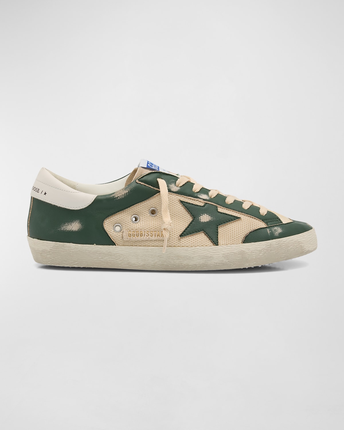 Shop Golden Goose Men's Super-star Low-top Sneakers In White/green/milky