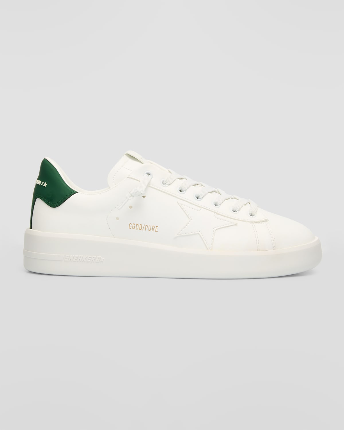 Shop Golden Goose Men's Purestar Leather Low-top Sneakers In White/green