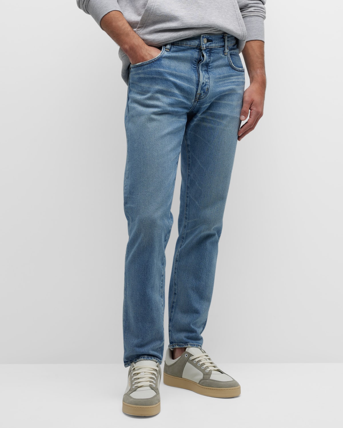 Shop Moussy Vintage Men's Columbus Tapered Jeans In Light Blue