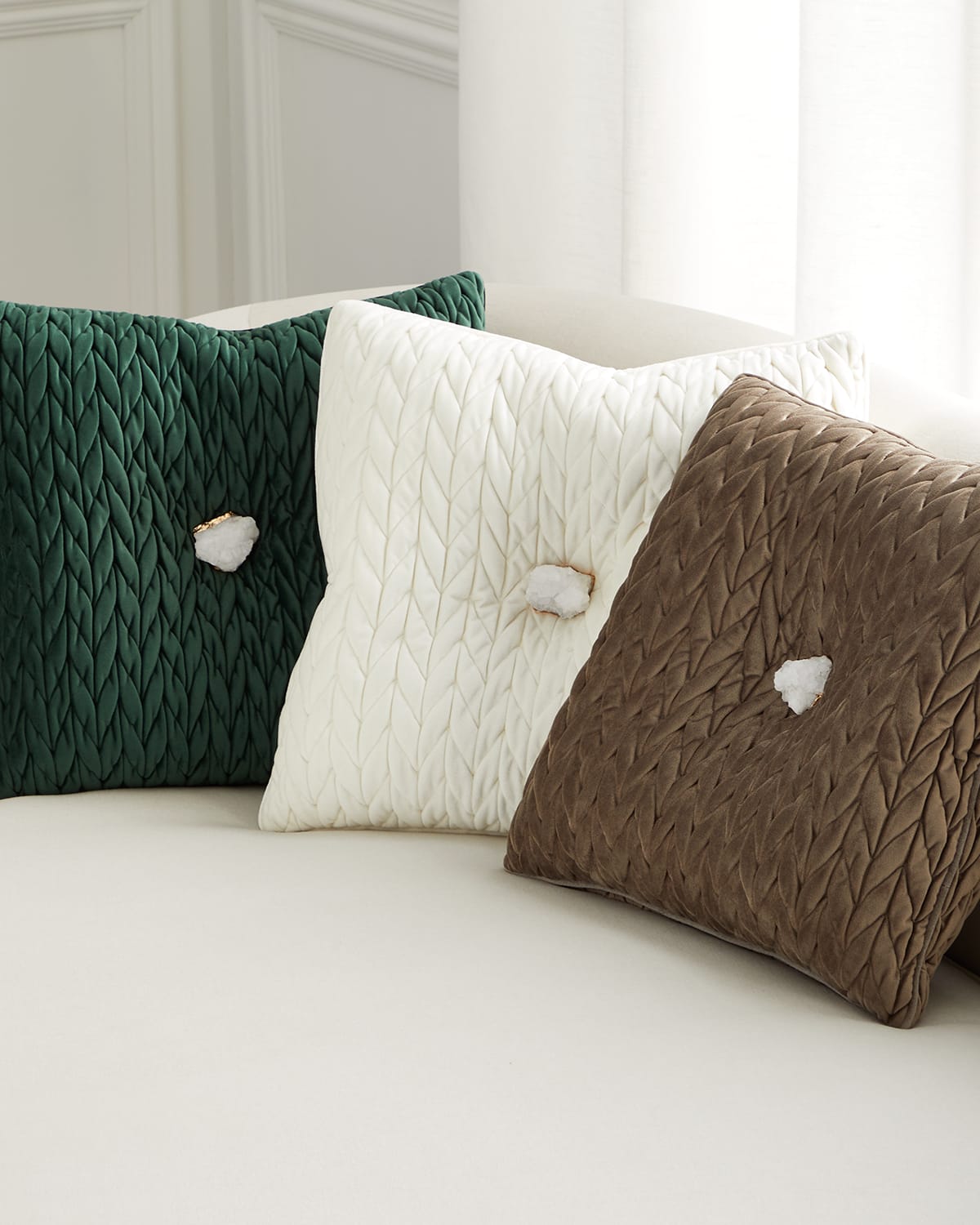 Shop John-richard Collection Velvet Matelasse Decorative Pillow In Green