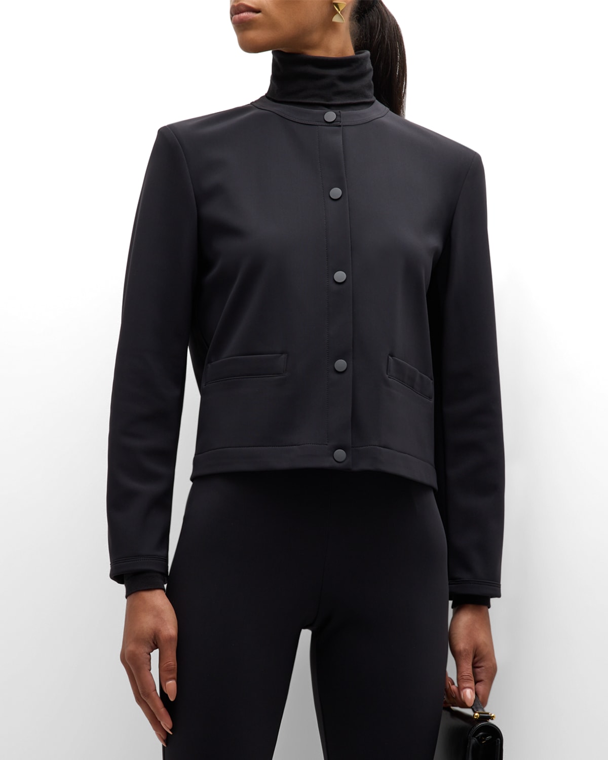 Theory Cropped Straight Fit Jacket In Black