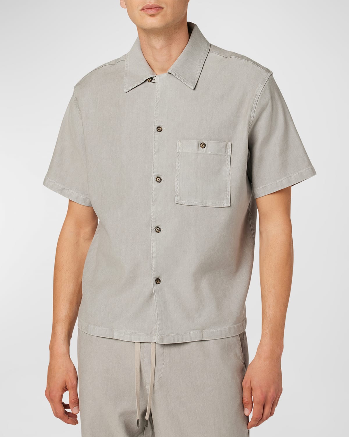 Men's Solid Linen-Lyocell Sport Shirt