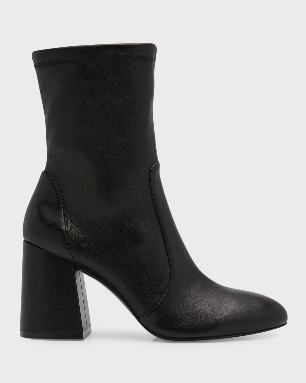 Stuart Weitzman Flareblock Stretch Leather Ankle Booties In Black