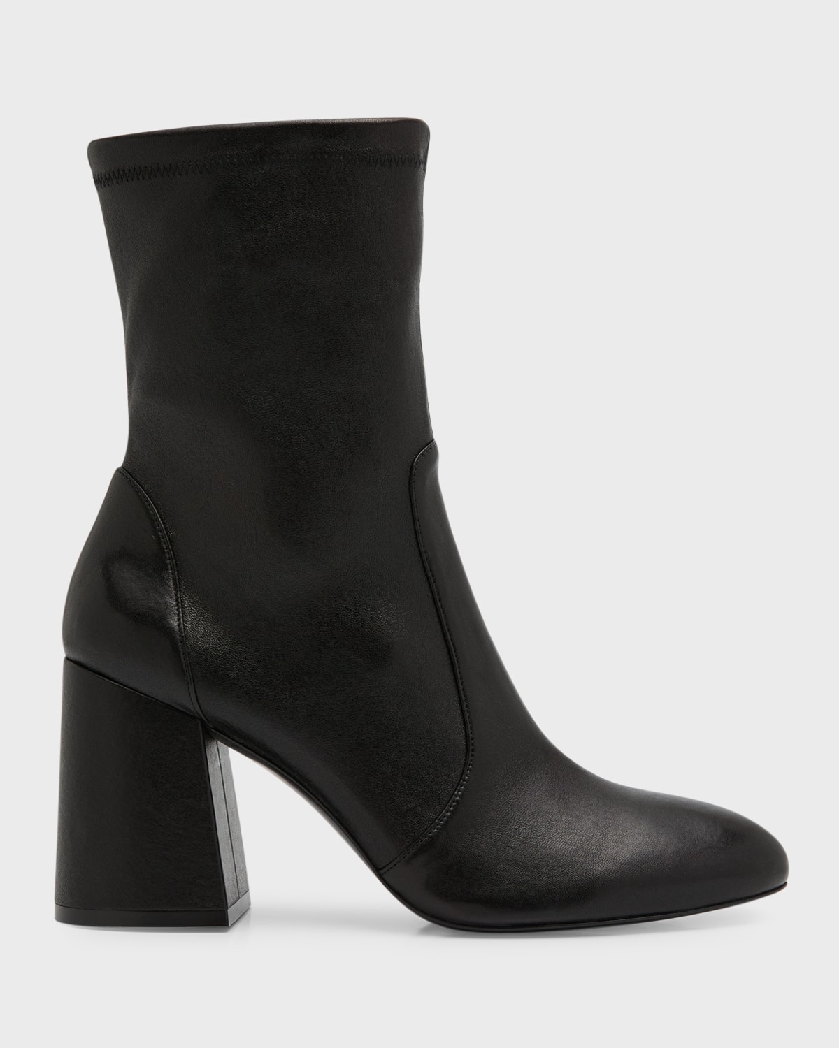 Shop Stuart Weitzman Flareblock Stretch Leather Ankle Booties In Black