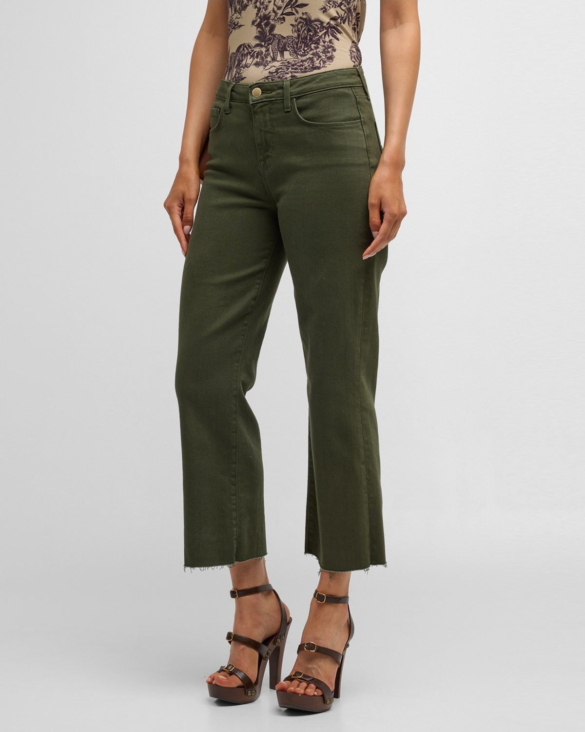 L AGENCE WANDA HIGH-RISE WIDE-LEG CROP JEANS