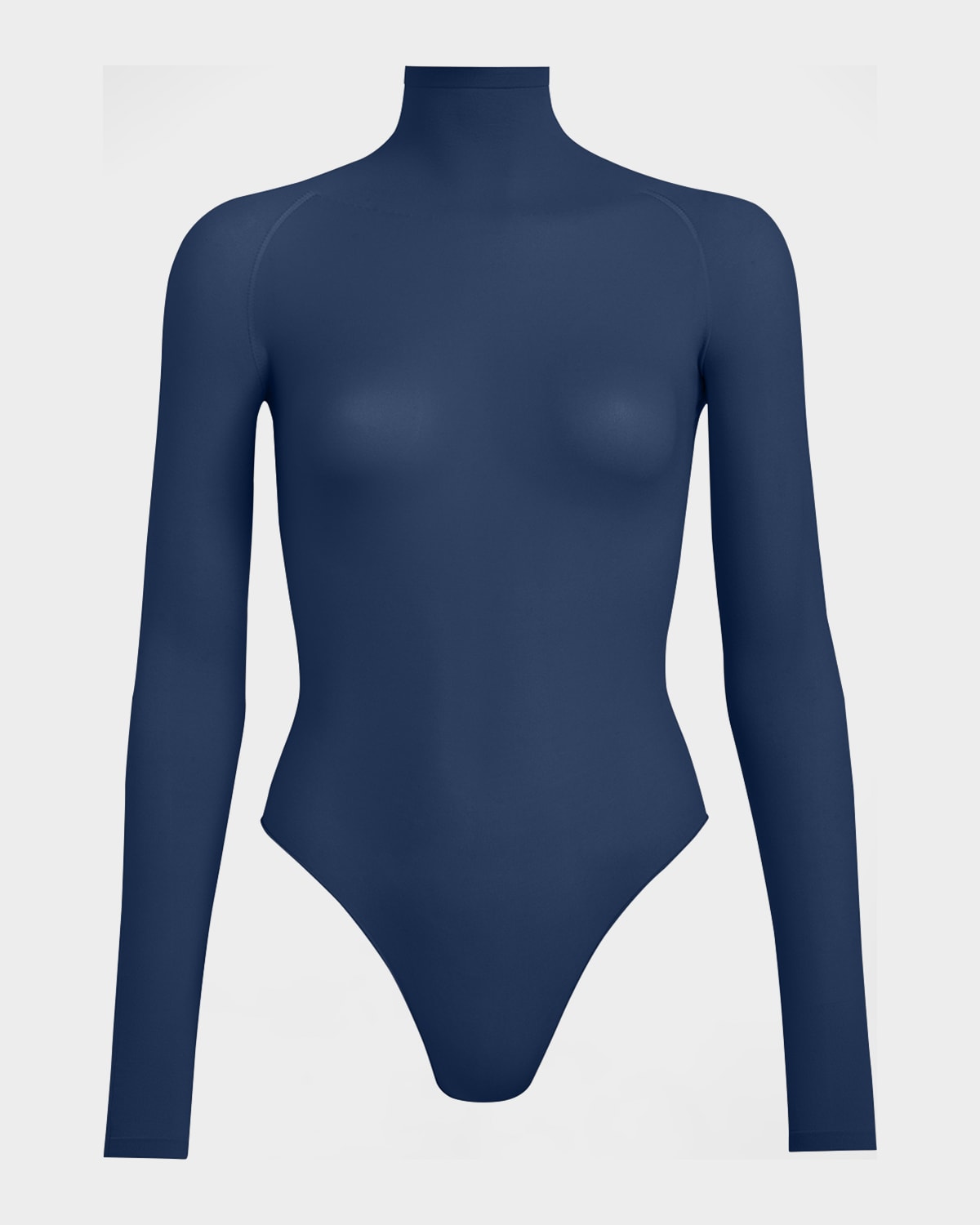 Alaïa Semi-sheer Turtleneck Bodysuit In Blue