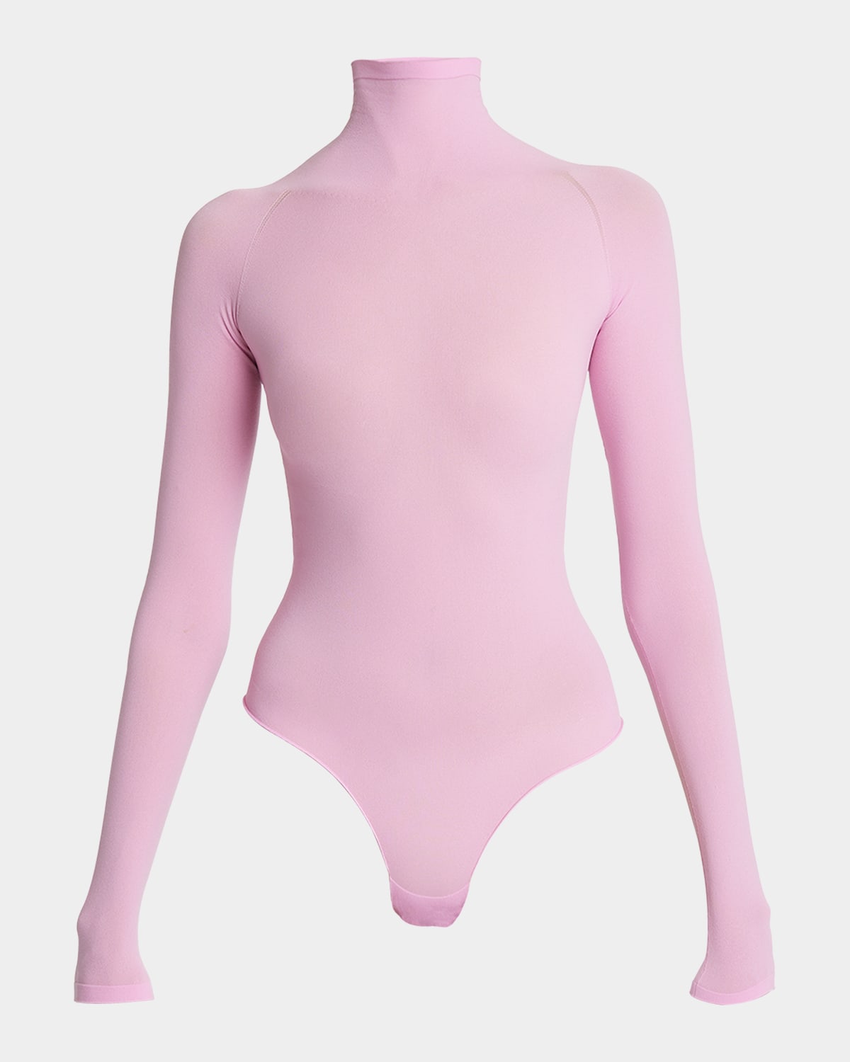 Alaïa Semi-sheer Turtleneck Bodysuit In Rose