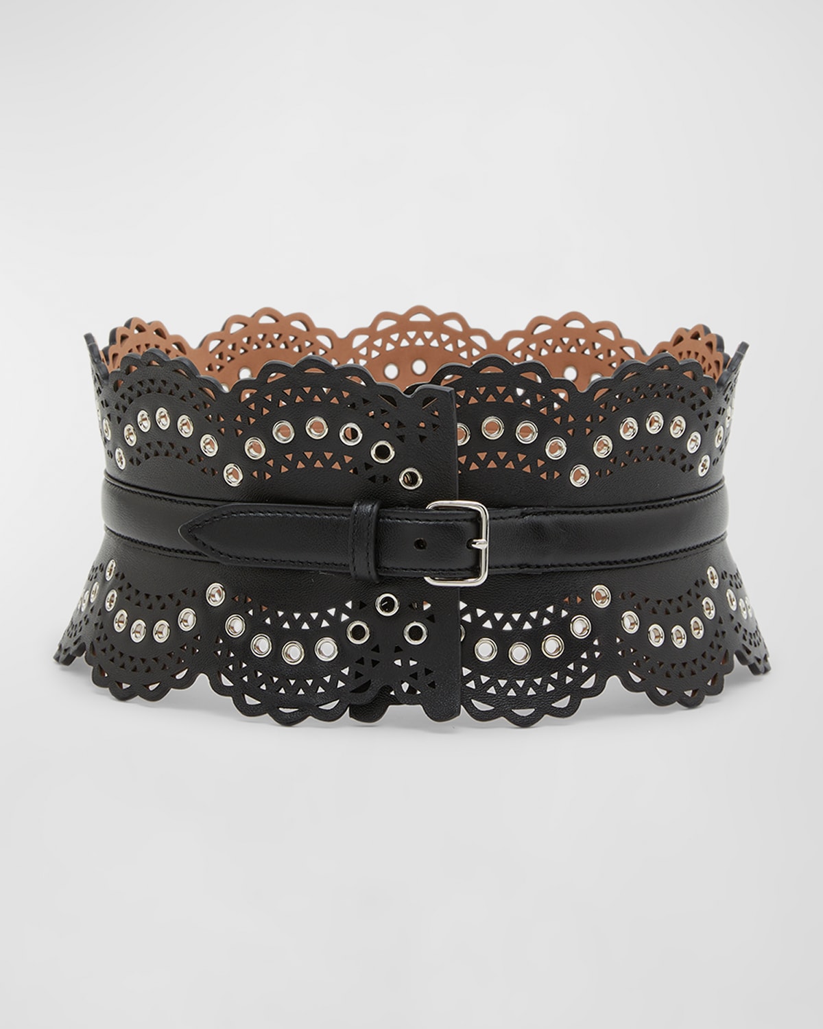 Alaïa Vienne Corset Belt With Grommet Detail In Noir