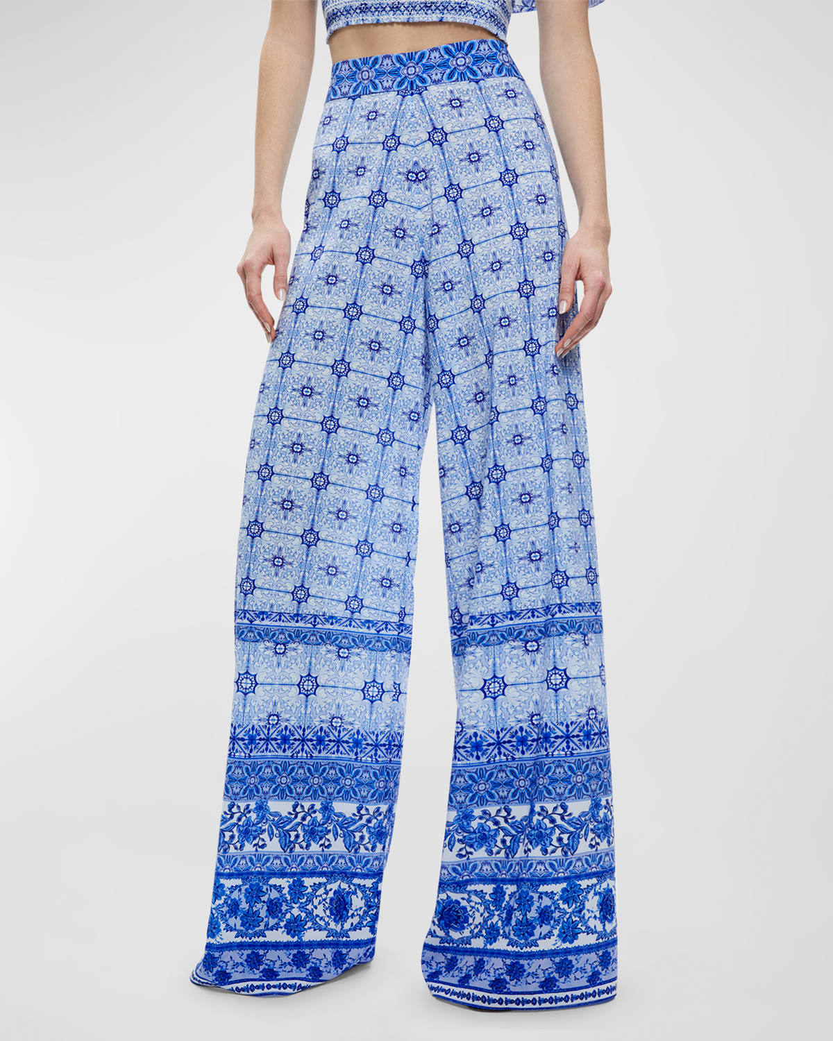Alice And Olivia Athena Wide-leg Trousers In Greek Tile