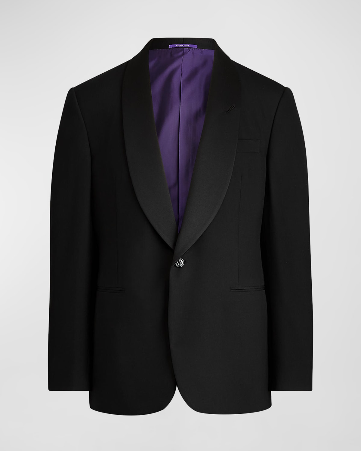 Ralph Lauren Purple Label Men's Gregory Barathea Wool Shawl Tuxedo In Black