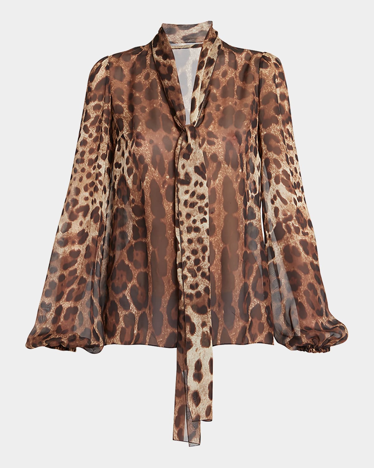 Dolce & Gabbana Leopard-print Silk Chiffon Blouse In Ltbrownprt