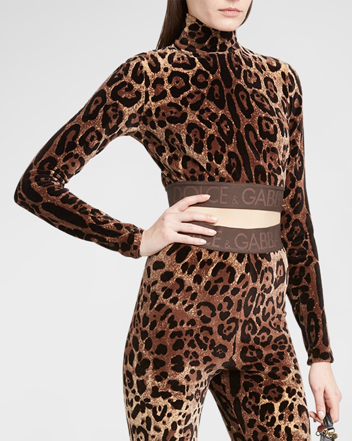 Dolce & Gabbana Leopard-print High-neck Blouse In Print Leo