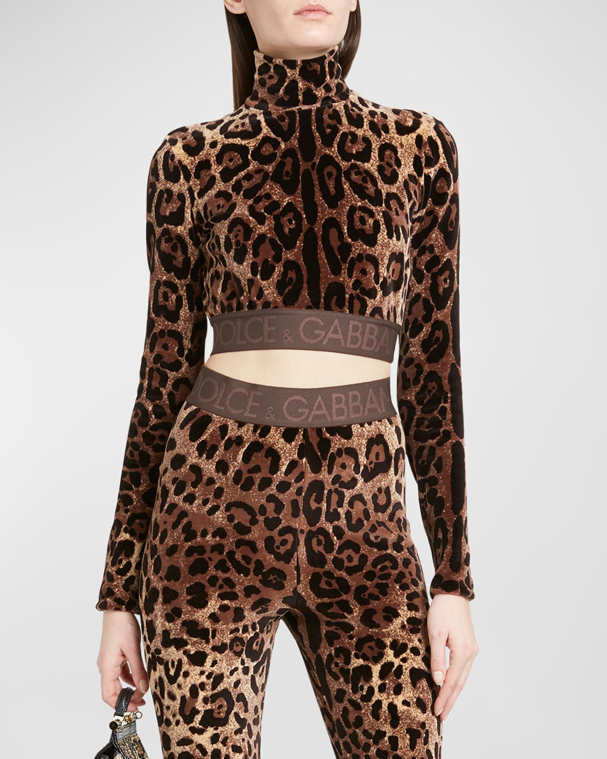 Dolce & Gabbana Leopard Print Jacquard Chenille Leggings In Print Leo
