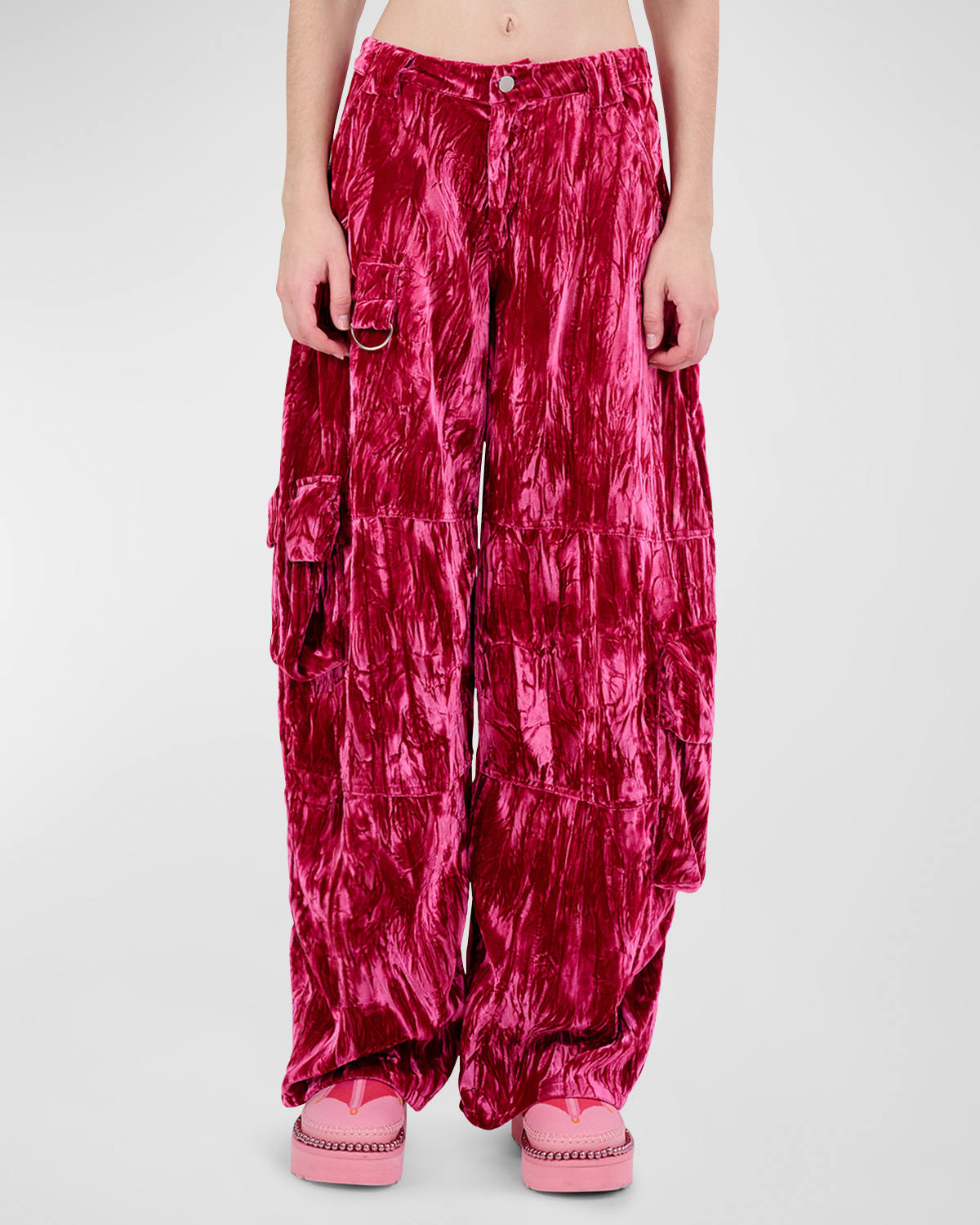 Shop Collina Strada Lawn Printed Baggy Cargo Pants In Hot Pink