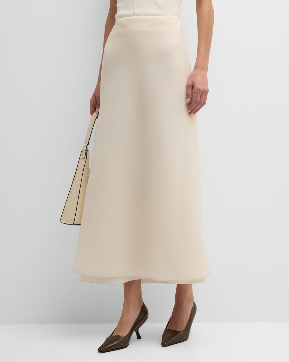 Gia Studios Layered A-line Maxi Skirt In Cream