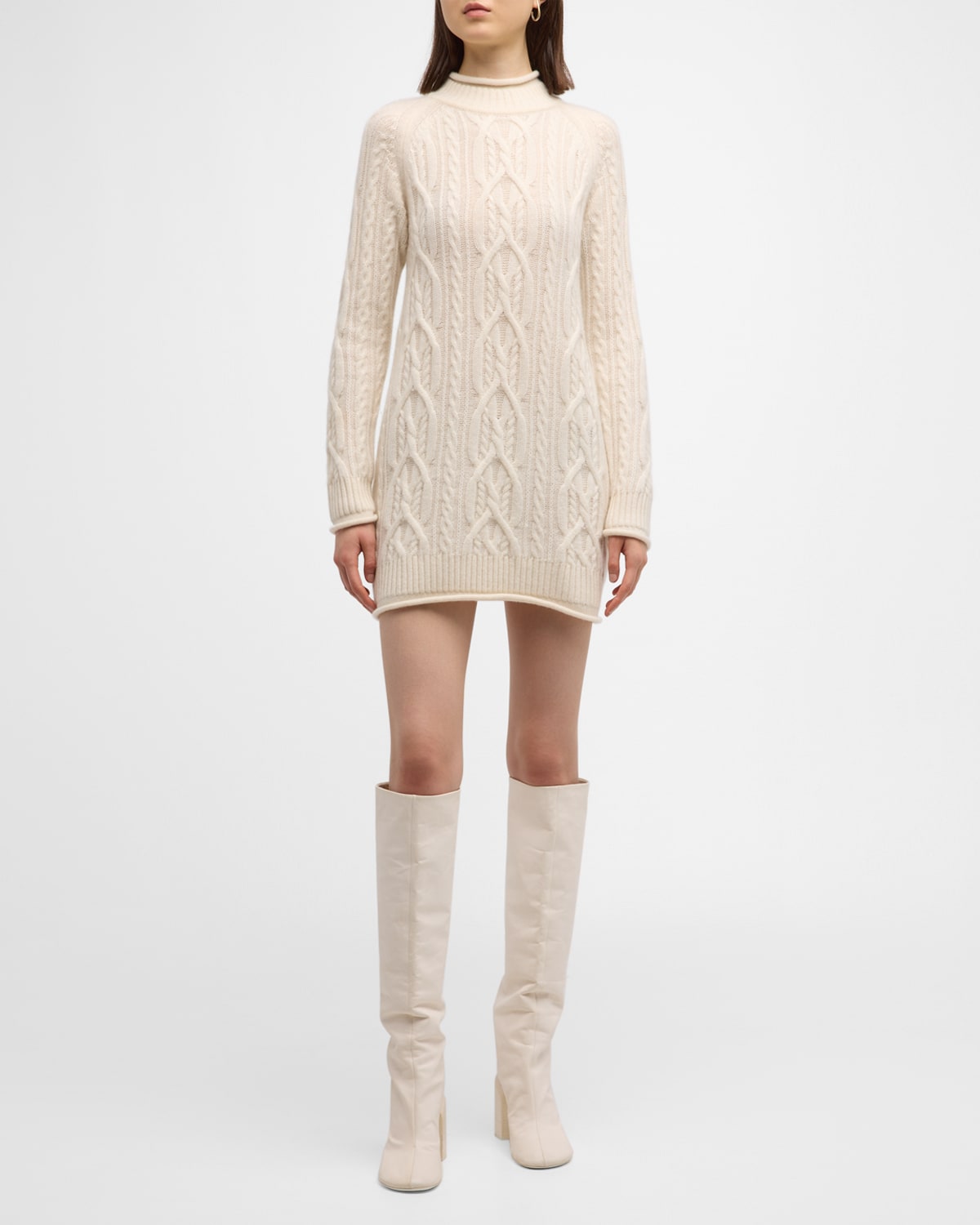 Loulou Studio Aisala Cotton Blend Knit Short Dress In Ivory