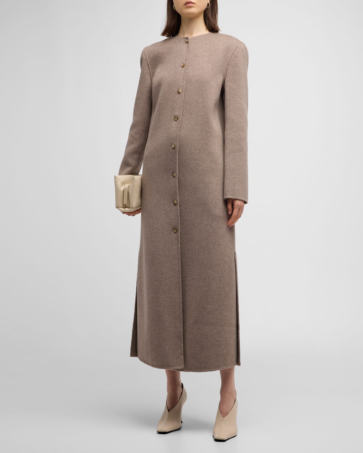 Long Cashmere-Blend Trench Coat