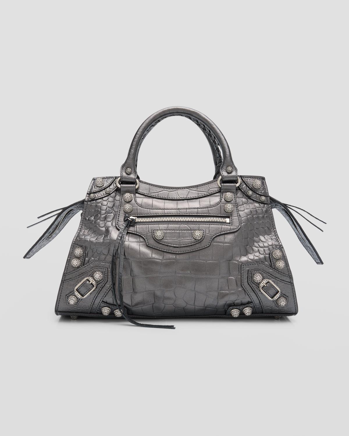 Balenciaga Neo Cagole City Small Handbag Crocodile Embossed With 