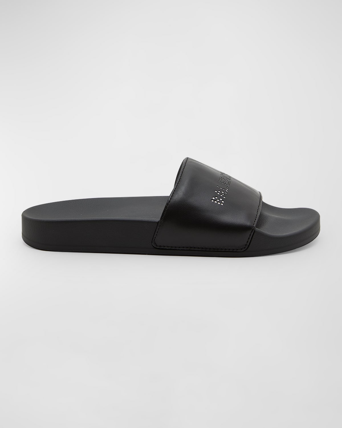 Balenciaga Pool Slide Sandals With Rhinestones In 1000 Black