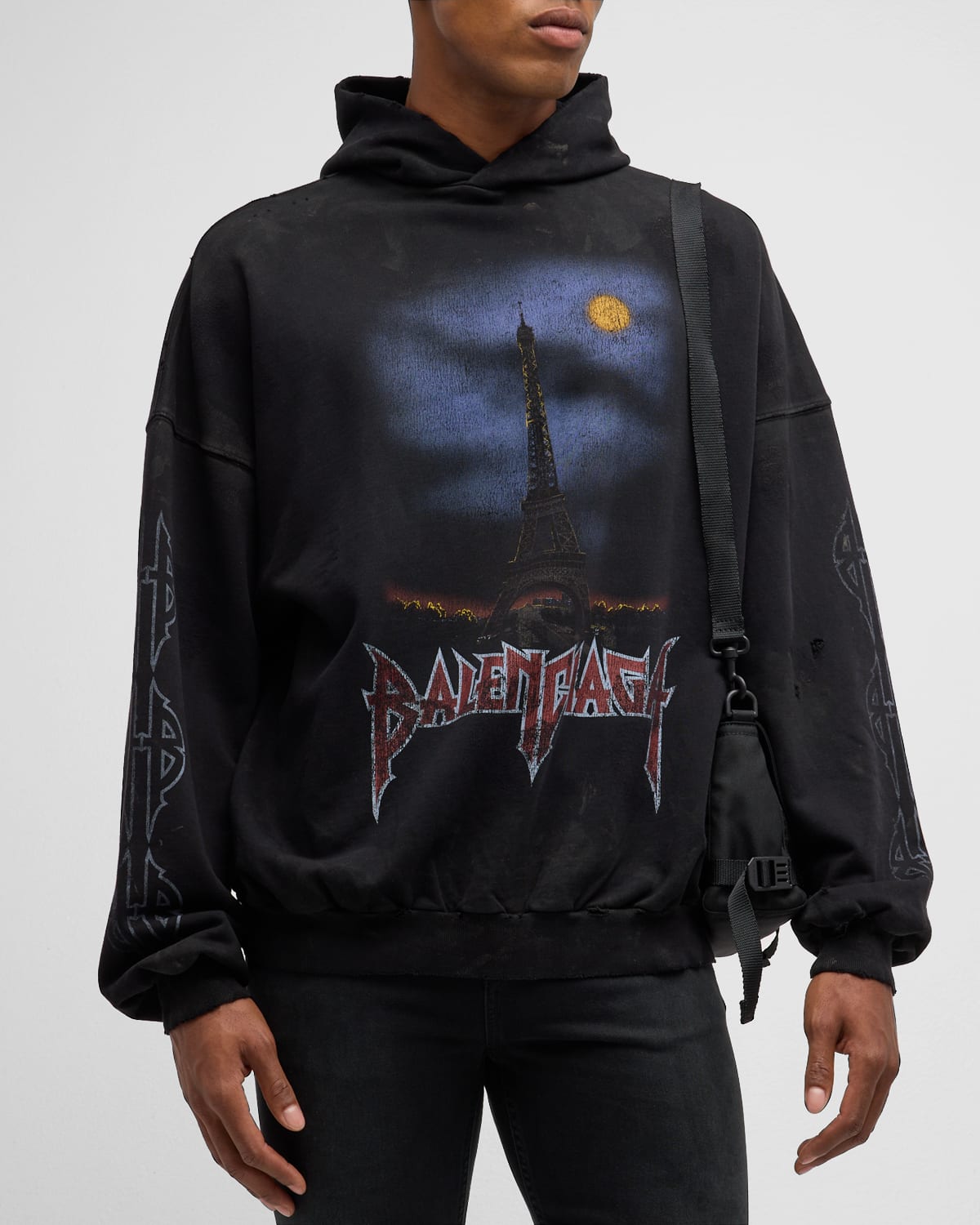 Paris Moon Outerwear Zip-up Hoodie Oversized in Black Faded