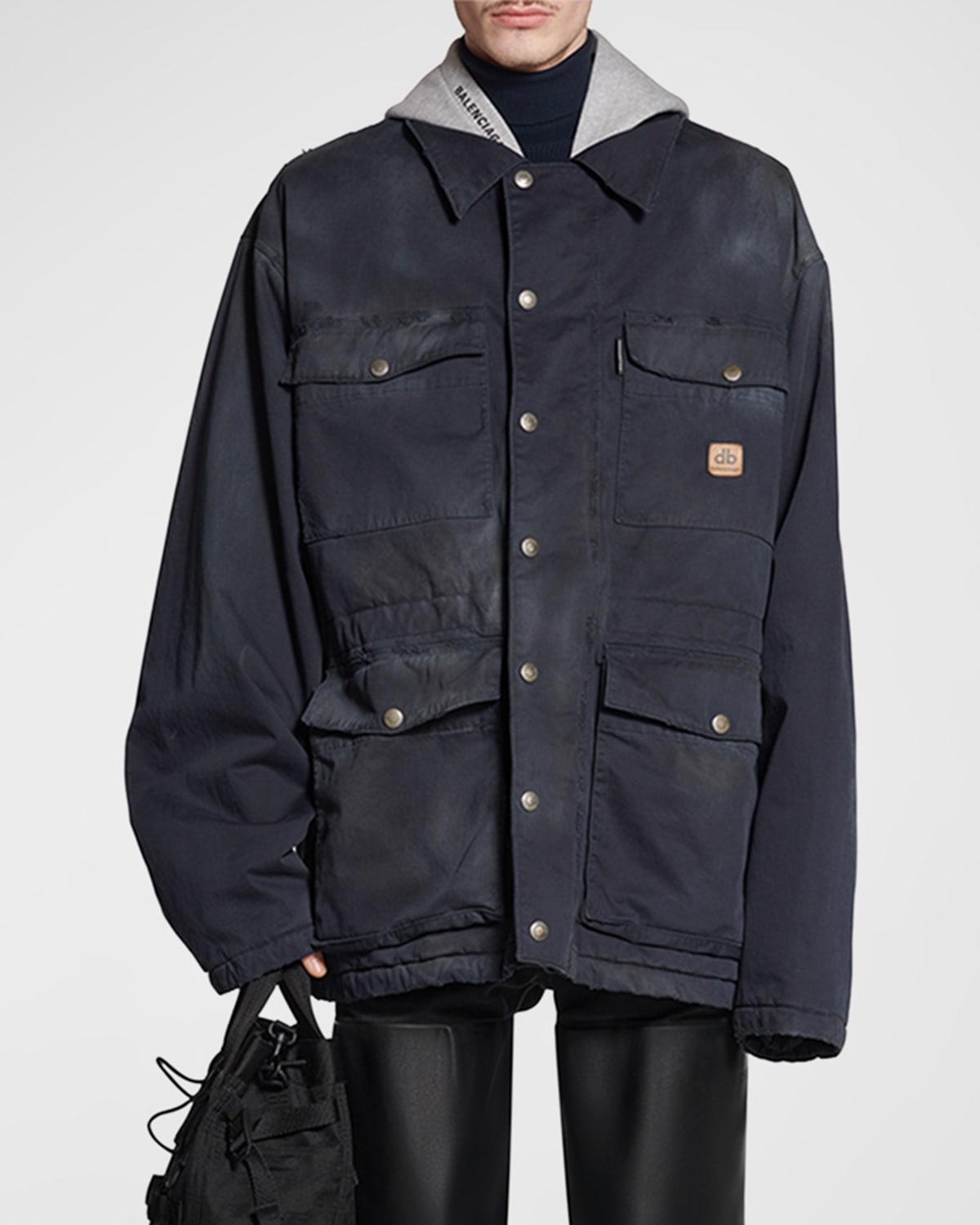 【BALENCIAGA】DOUBLE B ワークウェア パーカ BALENCIAGA | Double B Workwear Parka | Men | Navy | Flannels