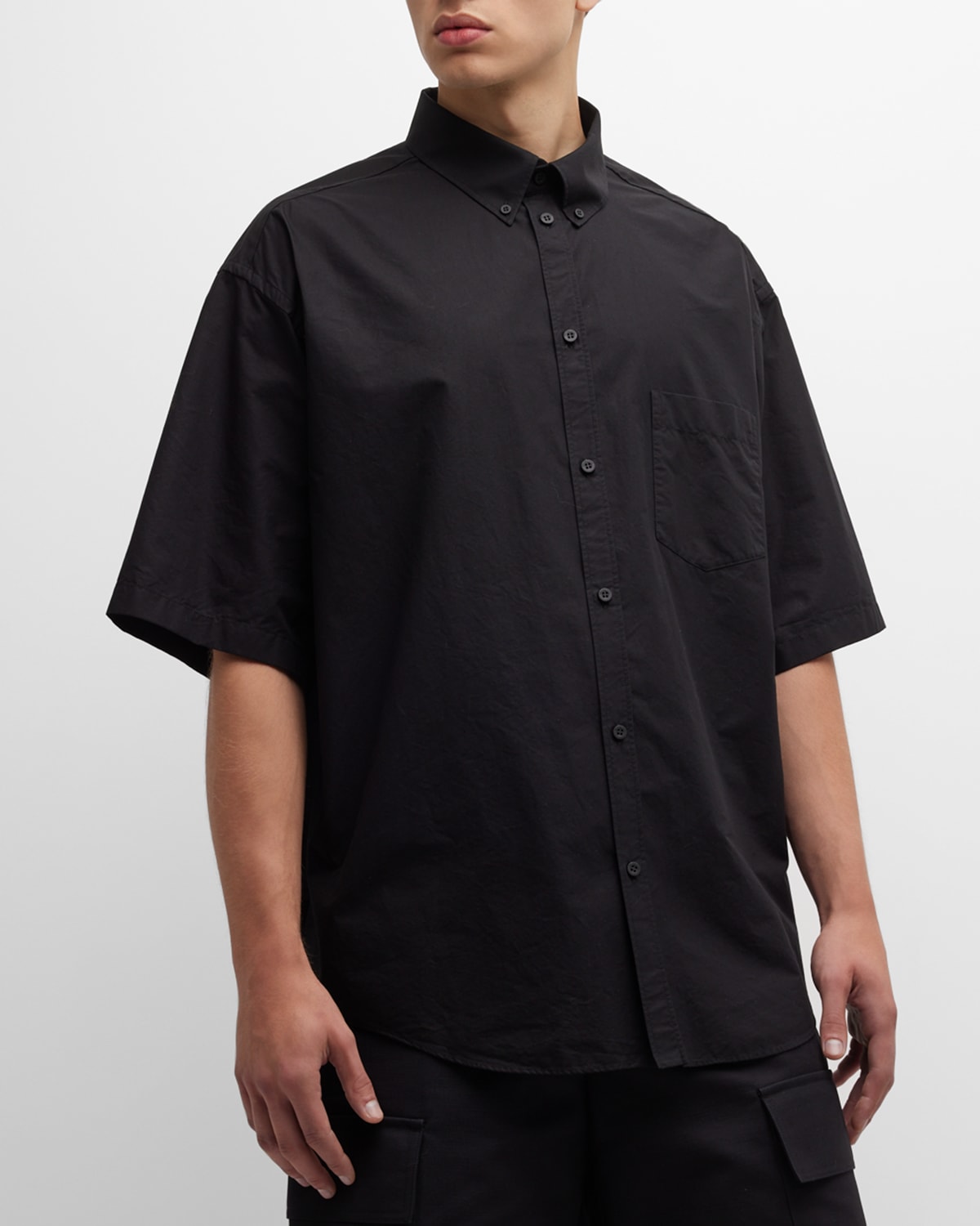 Balenciaga Crypto Short Sleeve Shirt Large Fit In 1000 Black