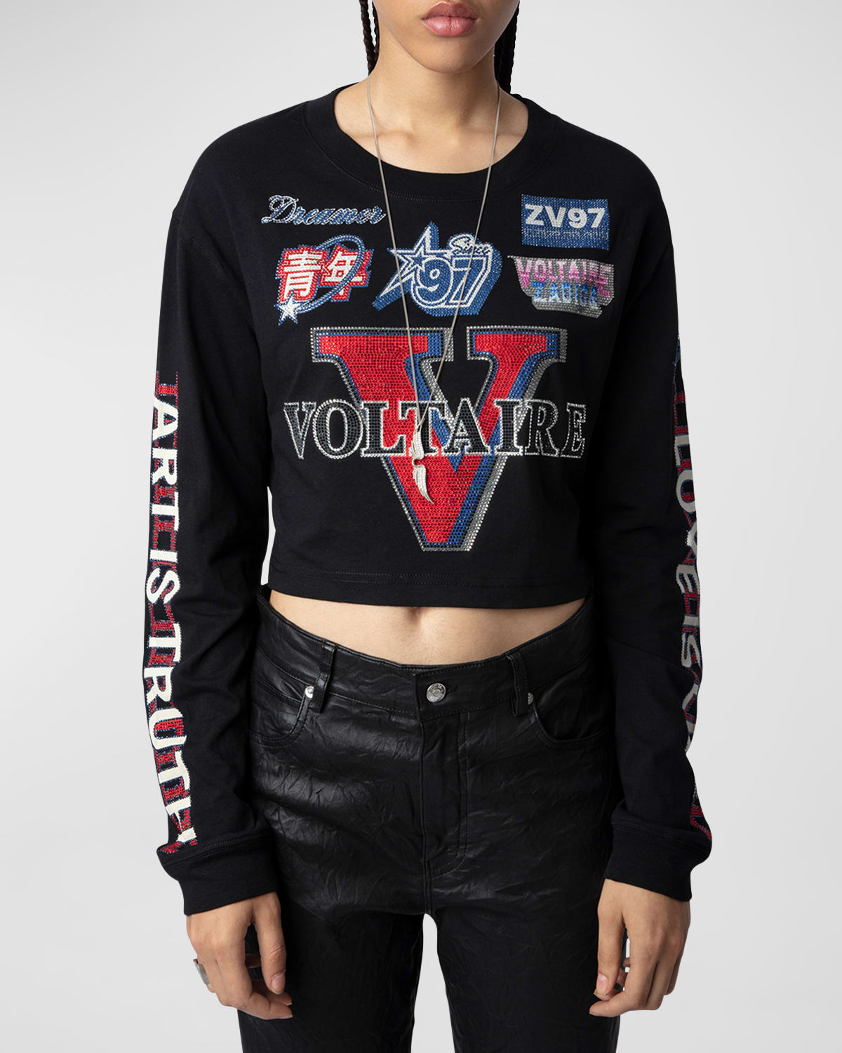 Zadig & Voltaire Iona Voltaire Multi-badge T-shirt In Noir