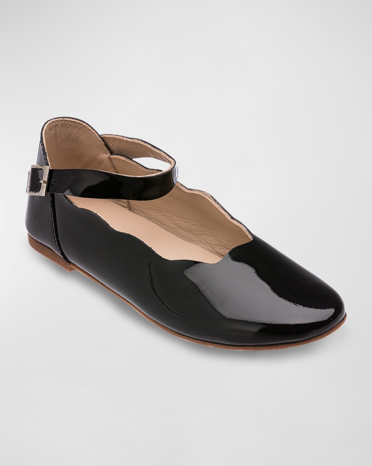 Elephantito Girl's Ondina Patent Leather Ballerina Flats, Toddler/kids In Patent Black