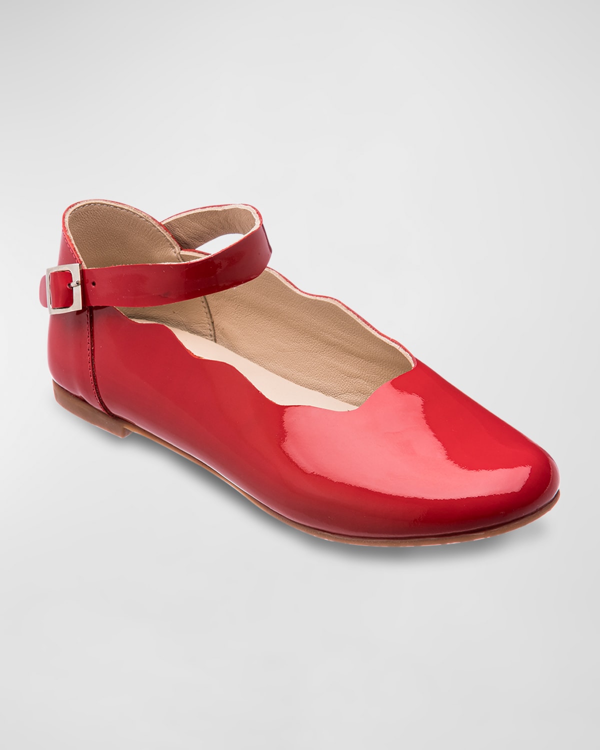 Shop Elephantito Girl's Ondina Patent Leather Ballerina Flats, Toddler/kids In Patent Red