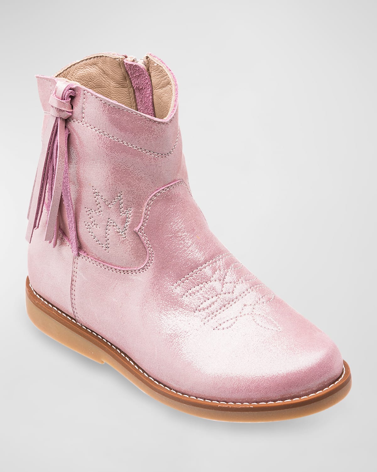 Shop Elephantito Girl's Hannah Suede Western Boots, Toddler/kids In Metallic Pink
