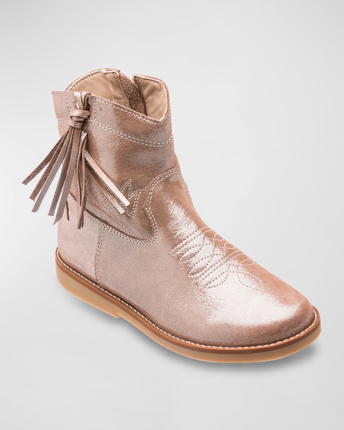 Shop Elephantito Girl's Hannah Suede Western Boots, Toddler/kids In Metallic Blush
