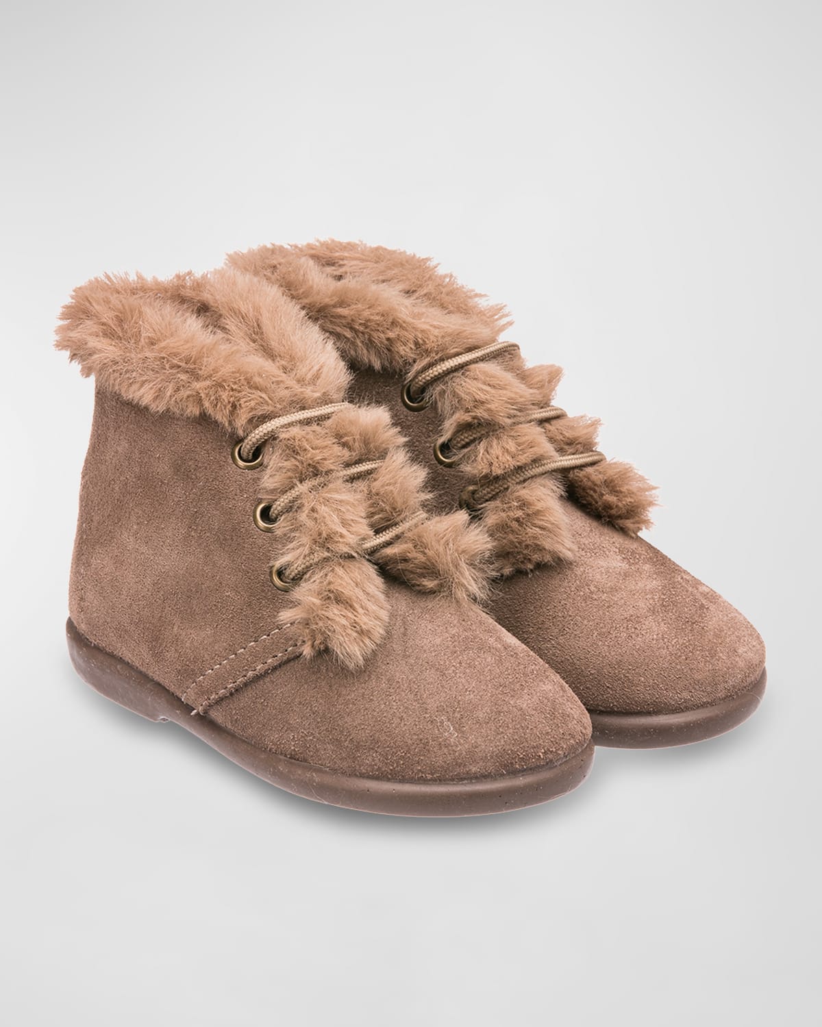 Shop Elephantito Girl's Teddy Lace-up Booties, Baby/toddler/kids In Suede Mink
